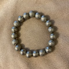 Vintage Silver Frosted Textured Stretch Bead Bracelet
