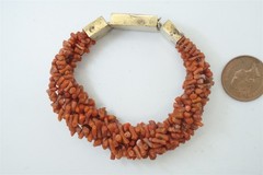 ANTIQUE ENGLISH EARLY VICTORIAN 18K GOLD CORAL BANGLE / BRACELET c1840