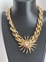 Vintage Les Bernard Gold Tone Chunky Choker Necklace 16″ + SC Brooch | Video