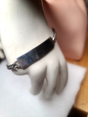 Vintage 8″ Curb Chain Sterling Silver ID Bracelet Unisex Scissor Clasp NO MONO