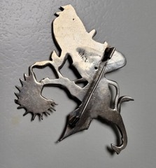Vintage Large 75mm Pre 1949 Mekhala Goddess Siam Sterling Silver Brooch 14 grams