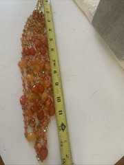 Joan Rivers Necklace Orange Amber Beads 5 Strands Various Lengths Very Good Cond