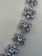 Vtg. Kramer Rhinestone Choker Floral Necklace Mid-Century Hollywood Regency