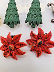 Vtg LOT 6 Pieces Christmas Holiday Jewelry From 1940s-1960s Earrings Pin Brooch