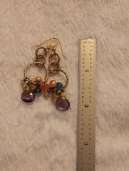 Anna Balkan Earrings Gold Tone Beaded Paige Circle Firework Multi-Gemstones