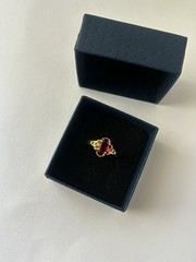Vintage Red Cubic Zirconia Ring Gold Plated Womens Size 8.5