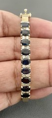 14k Yellow Gold 5.4CTW Sapphire and 0.60CTW Diamond Bangle Bracelet (F263)