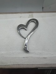 Vintage 925 Sterling Silver Open Heart Slide Women Pendant
