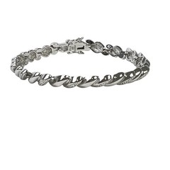 PAJ BB China Bracelet Silver Tone Illusion Diamonds Textured Metal Shiny Smooth