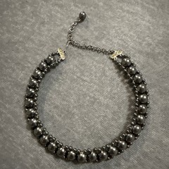 Vintage Black Pearl Iridescent Twisted Strung Bead Choker Necklace Goth