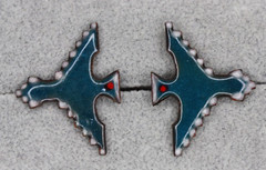 Blue Enamel on Copper Thunderbird Eagle Bird Cufflinks MCM