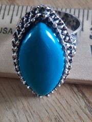Vintage boho , adjustable faux turquoise ring. substantial weight