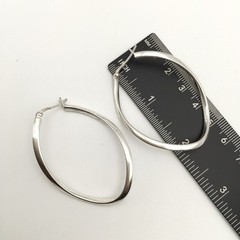 Vintage Sterling Silver 2” Twist Oval Hoop Earrings Marked 925 MWS 6.9g #00