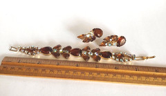 Vintage Juliana Amber & Aurora Borealis Rhinestones Bracelet & Earrings Set