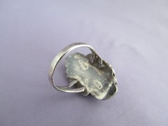 VINTAGE OLD PAWN STERLING ROBERT SHAKEY SQUASH BLOSSOM TURQUOISE CORAL RING