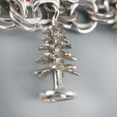 1974 Sterling Silver Double Link Chain W/ 11 Charms Bracelet 7.25” VTG 37.7g