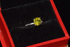 Certified Natural 1.7Cts Green Tourmaline Solid Platinum Solitaire Stacking Ring