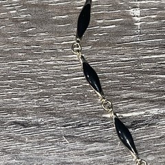 Vintage 30in Black Twist Bead Station Necklace Gold Tone Opera Length MCM No Pit