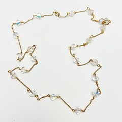 Vintage ACO 12K Gold Filled Faceted AB Crystal Chain Station Necklace 29”