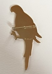 Signed MMA Metropolitan Museum of Art Parrot Macaw Bird Brooch Gold Tone Enamel