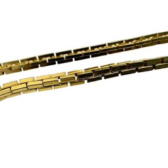 Vintage Gold Tone 59” Box Chain Opera Length Necklace and Monet Tag Bracelet