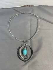 Vintage 1976 Sarah Coventry “Saturn” Choker Necklace Faux Turquoise Inset
