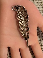 Vintage Sterling Silver Feather Plume Brooch 3” Long 12.5 Grams Signed