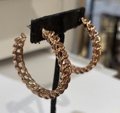 Vintage Signed Graziano Chainlink Post Earrings Rose? Gold Tone Large 2”