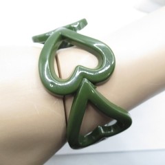 Dark Green Hearts Plastic Bangle Bracelet Vintage