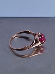 Old Vintage Soviet Union Silver 875 Ring USSR Red Stone Ruby Size US 6 (16.5 mm)