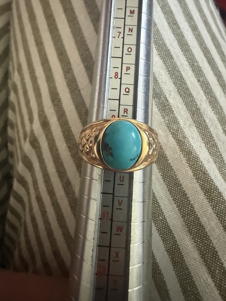 Vintage Men’s Turquoise Gold Tone Ring 9.75