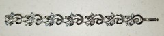 Vintage Silvertone Blue Leaf / Blue Ivy Link Bracelet w/Smoky Blue Rhinestones