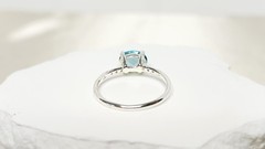 Sterling Silver Ring W Large Oval-cut Aquamarine Crystal & CZ Accents – Sz 8.75