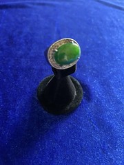 Vintage Estate 50’s Sterling &18k Green Jadeite Men’s Ring Size 9.75 Eyecatcher