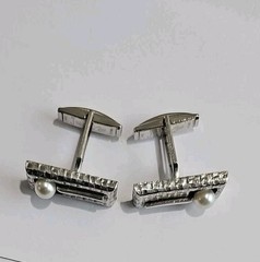 1950-1970 Judy Lee Pearl Cufflinks Cuff Links Modernist Vintage Pair