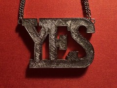 Vintage Bling “YES” Pendant 70’s Disco Affirmation Silver Tone Base Metal
