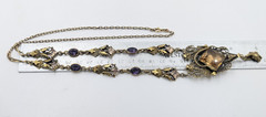 Signed GNS GEORGE STEERE Antique Art Nouveau Jewel TOPAZ GLASS Pendant Necklace