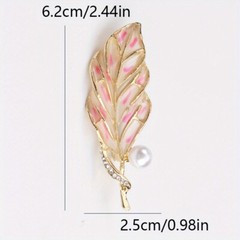 High-end Design Dripping Oil Creative Transparent Pink Geometric Leaf Brooch