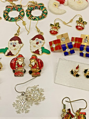 Vintage To Modern Lot of 40 Christmas Holiday Pierced Earrings Costume Jewelry