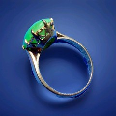 Original EARTH MINED Imperial Green Jadeite JADE Deco Engagement Ring 18K GOLD