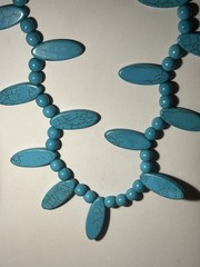 Vintage Blue Howlite Polished Stone Beaded Necklace