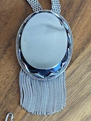 Whiting & Davis Vintage Hematite Faceted Oval Silver Tone Necklace