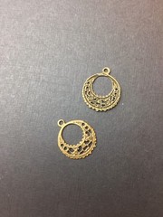 27603- 4 Pc Round Dangle Filigree w/Loop Brass Jewelry Finding Stamping Brass Ox