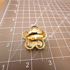 Joan Rivers ring green flower imitation jade clear crystals vintage signed Size7