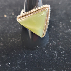 Vintage Prehnite Trillion Triangle Ring 925 Sterling Silver Sz 10 Heavy 11g