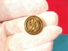 FANCY VTG ANTIQUE ROSE GOLD FILLED “D” COLLAR STUD BUTTON WITH “DWB”? MONOGRAM