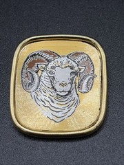 Reed & Barton Damascene UNC Rameses Ram Pendant Gold Tone