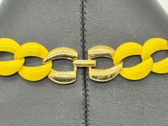 Vintage Napier Necklace of Bright Yellow Coated Enamel Chunky Chain Links Signed