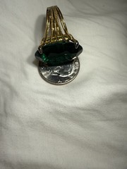 Vintage Huge Emerald Green Faceted Glass Cocktail Statement Ring Size 8 Unmarked