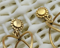 Vintage P&B 14K Yellow Gold Filled Dangle Earrings Circle Cage Open Work 17mm
